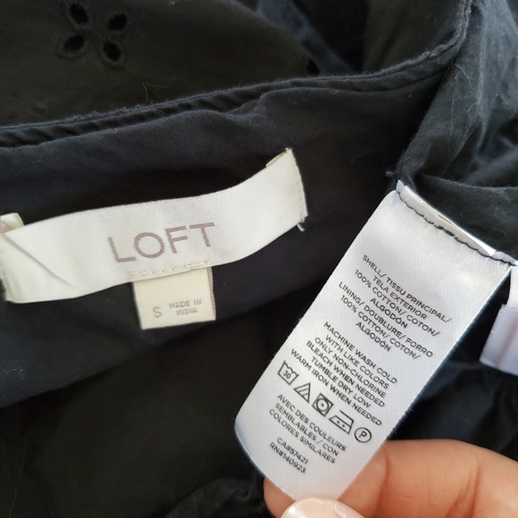 LOFT sleeveless sundress black tiered embroidered eyelet prairie peasant small - Picture 6 of 7